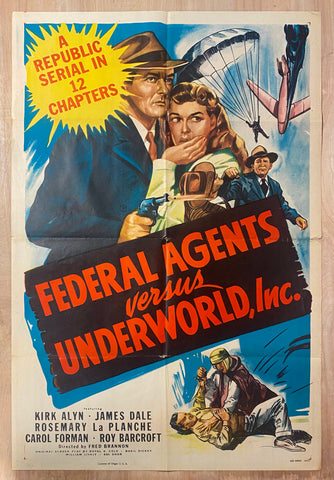 1949 Federal Agents Versus Underworld Inc. One Sheet Movie Crime Republic Serial