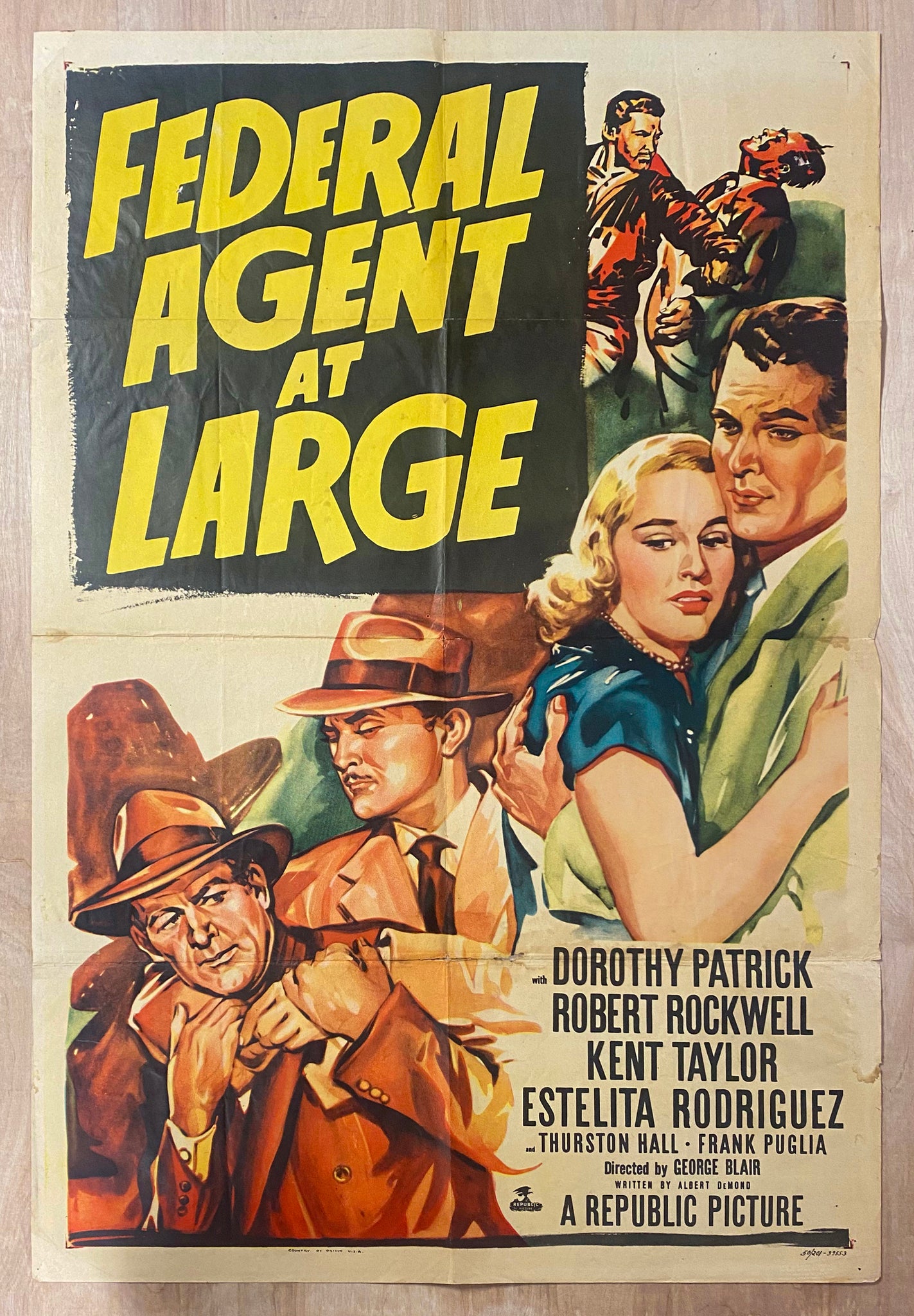 1950 Federal Agent At Large Movie One Sheet Republic Film Noir Crime