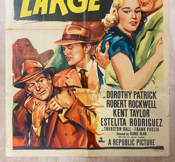 1950 Federal Agent At Large Movie One Sheet Republic Film Noir Crime