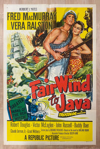 1953 Fair Wind To Java Movie One Sheet Republic Pictures Adventure Fred McMurray