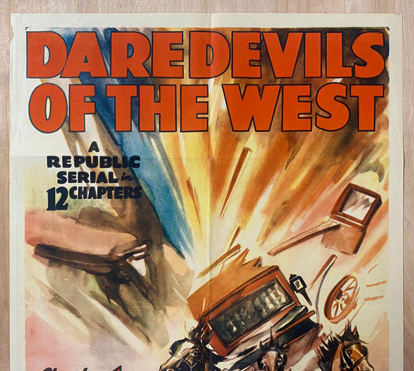 1943 Daredevils of the West One Sheet Movie Republic Serial Valley of Death