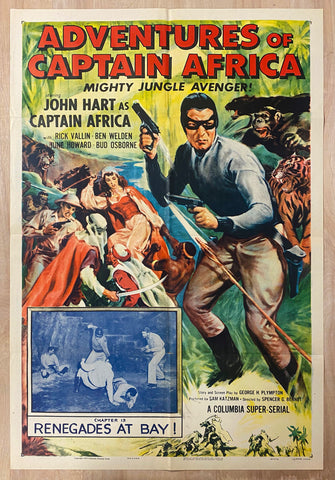 1955 Adventures of Captain Africa Republic Movie Serial One Sheet Chapter 13