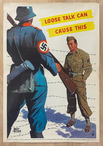 1942 Loose Talk Can Cause This Adolf Treidler WWII British American Ambulance Corp