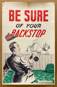 1946 Be Sure Of Your Backstop NRA Gun Safety Cartoon Poster Vintage