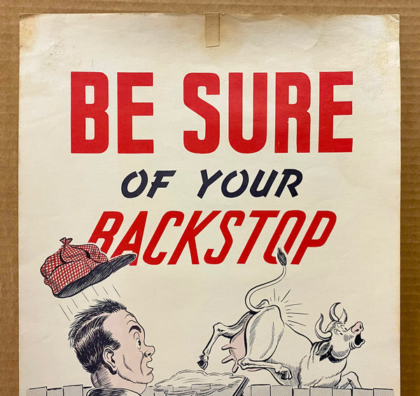 1946 Be Sure Of Your Backstop NRA Gun Safety Cartoon Poster Vintage