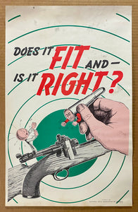 1946 Does It Fit and Is It Right? NRA Gun Safety Cartoon Poster Vintage