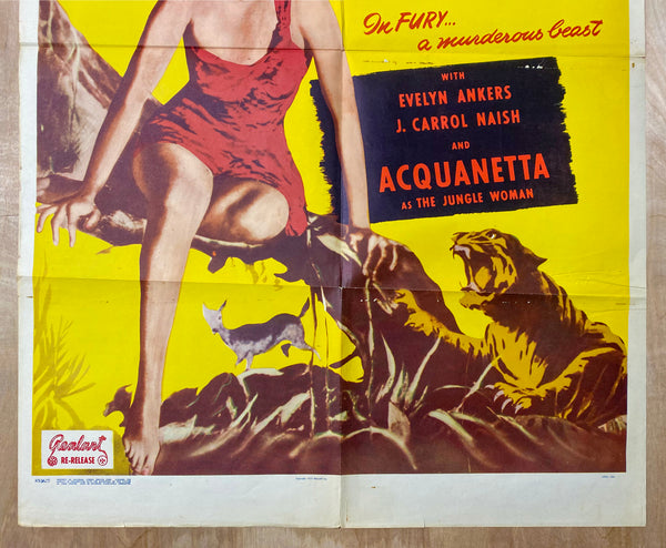 1944 Jungle Woman One Sheet Movie Universal Horror R-1953 Realart Cheela Ape Woman