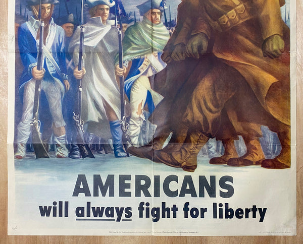 1778-1943 Americans Will Always Fight For Liberty Poster Bernard Perlin Half Sheet