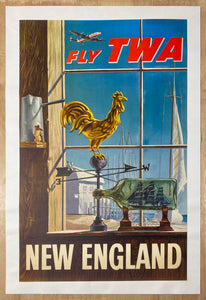 c.1950s Fly TWA New England Constellation William Ward Beecher
