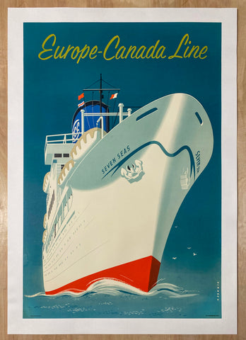 c.1955 Europe Canada Line Seven Seas Reyn Dirksen Mid-Century Modern