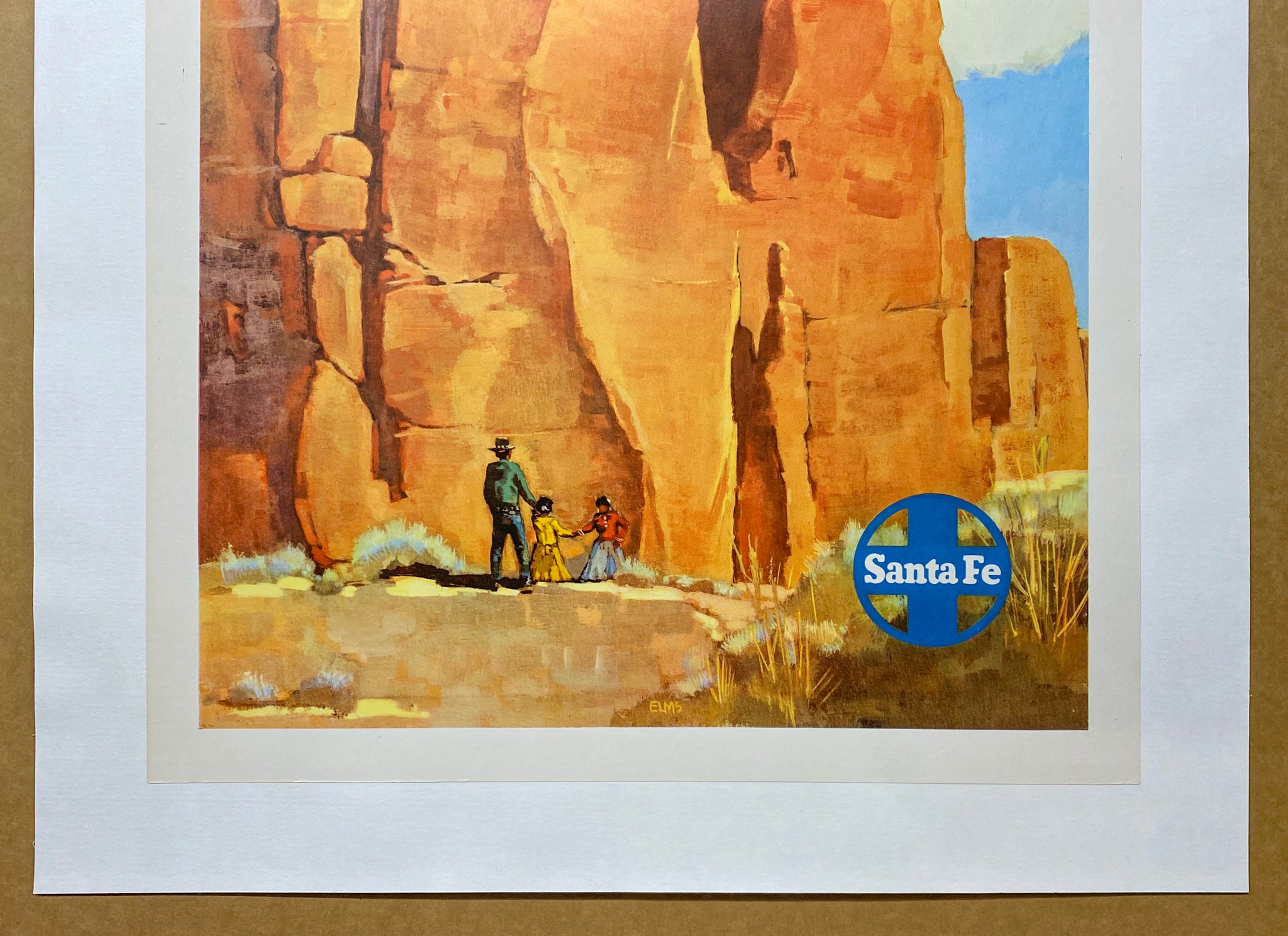 c.1950 Santa Fe Railway Red Cliffs Poster New Mexico by Willard