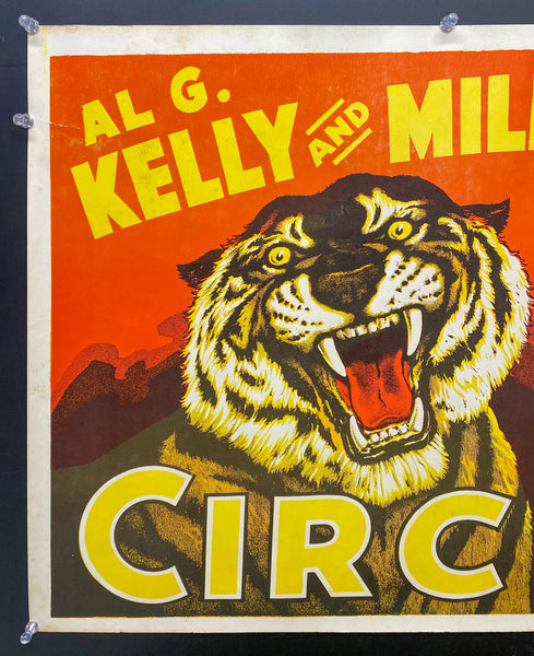 c.1950s Al G. Kelly and Miller Bros. Circus Tiger Acme Show Print