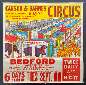 c.1960s Carson & Barnes America’s Largest 5 Ring Circus Bedford Ohio