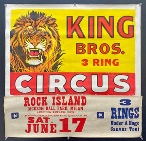 1972 King Bros. 3-Ring Circus Lion Rock Island Milan Illinois