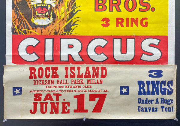 1972 King Bros. 3-Ring Circus Lion Rock Island Milan Illinois