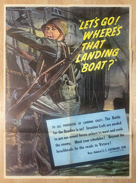 1945 Lets Go! Where’s That Landing Boat? Howard Scott WWII Paperboy