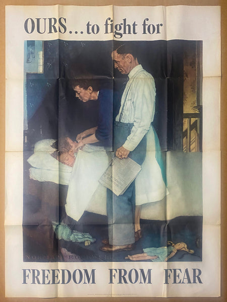 1943 Norman Rockwell Four Freedoms Set of 4 Fear Want Worship Speech WWII 56" x 40"