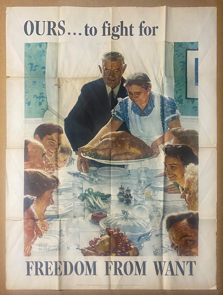 1943 Norman Rockwell Four Freedoms Set of 4 Fear Want Worship Speech WWII 56" x 40"