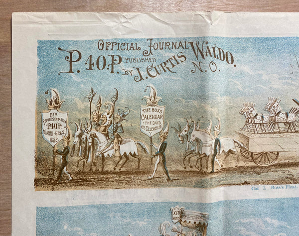 1882 New Orleans Mardi Gras Krewe Parade Bulletin J. Curtis Waldo