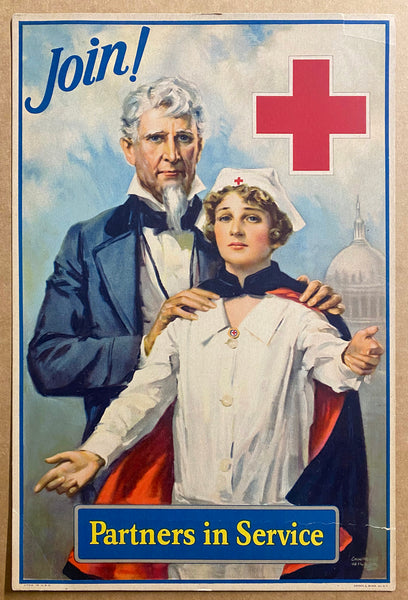 c.1942 Join! American Red Cross Partners in Service Lawrence Wilbur Nurse