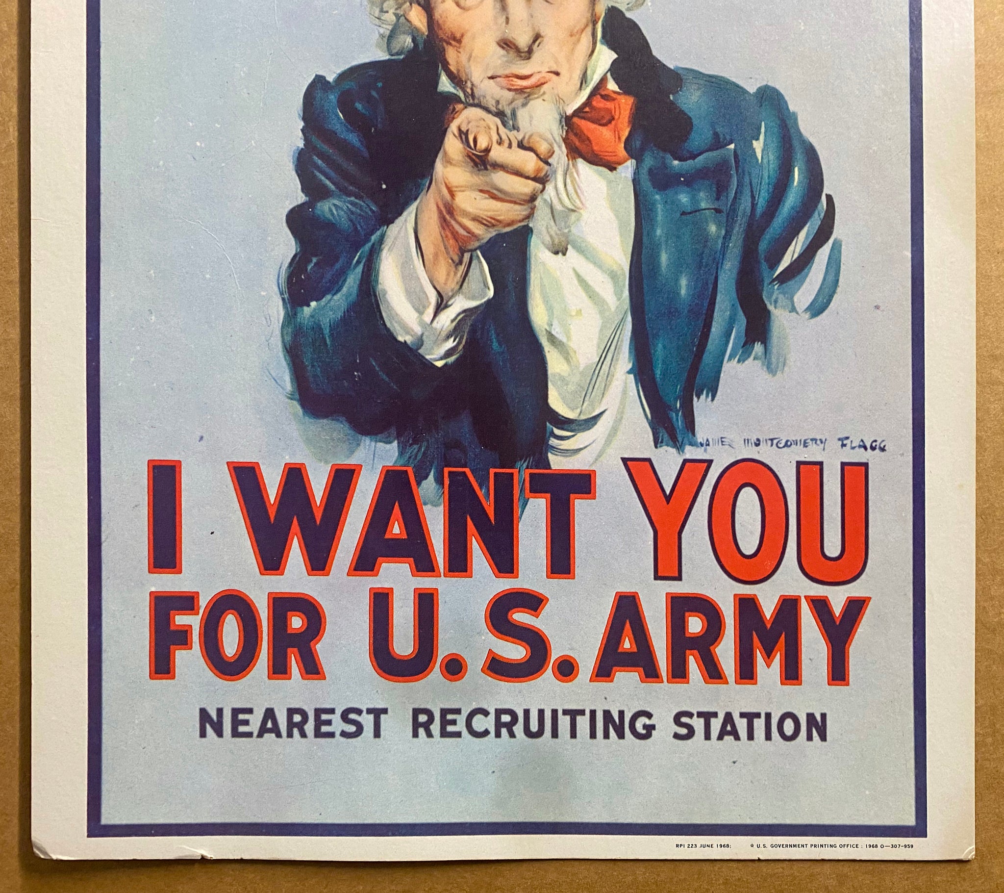 1968 I Want You For U.S. Army Uncle Sam Window Card Poster Vietnam