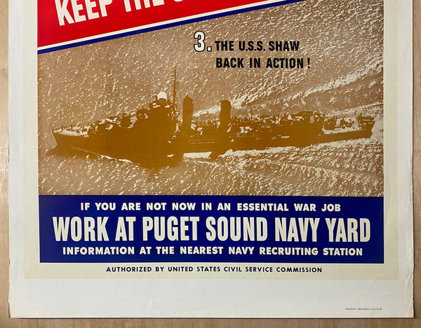 1943 Workers Needed Keep The Ships Fighting Puget Sound Navy Yard USS Shaw WWII