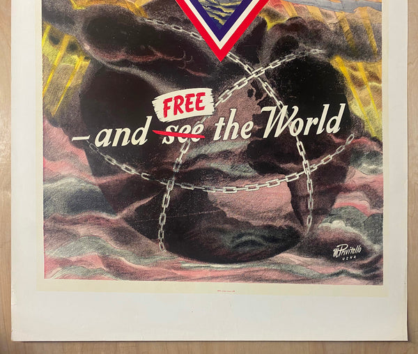 1942 Join The Navy And Free The World M. Privitello WWII