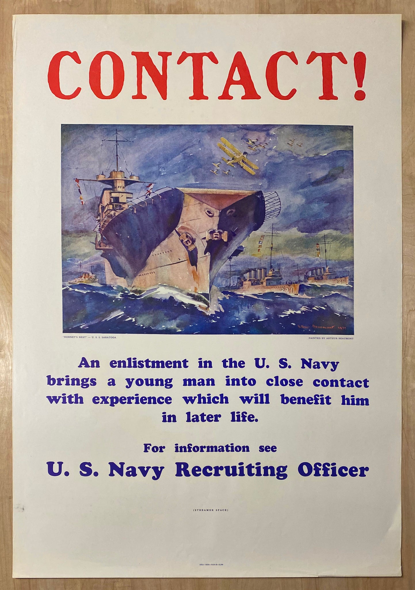 1935 Contact USS Saratoga Aircraft Carrier Hornet s Nest Arthur