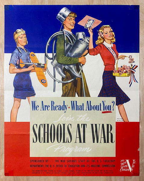 1942 We Are Ready What About You? Join The Schools at War Program WWII Nurick
