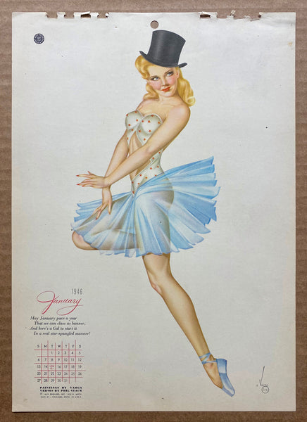 1946 Esquire Calendar Alberto Vargas Varga Pinup Girl All 12 Monthly Sheets Vintage