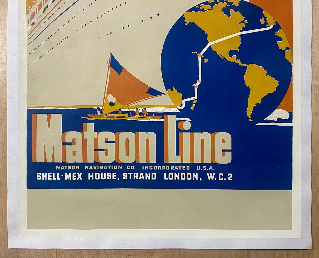 c.1932 Matson Line Australia via America South Seas Poster by Brindle ...