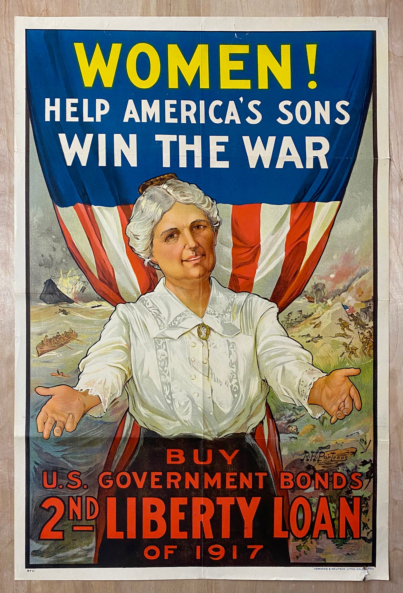 1917 Women! Help America’s Sons Win The War 2nd Liberty Loan R.H. Porteous WWI
