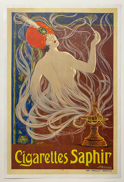 c.1920 Cigarettes Saphir by Stephano French Tobacco Advertising Surrealism