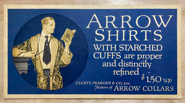 c.1920 Arrow Shirts Collars Trolley Card Sign Joseph C. Leyendecker Fashion