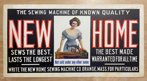 c.1910 New Home Sewing Machine of Known Quality Trolley Car Advertising Sign