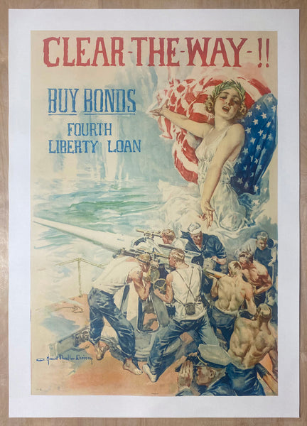 1918 Clear The Way Buy Bonds Fourth Liberty Loan by Howard Chandler Christy WWI