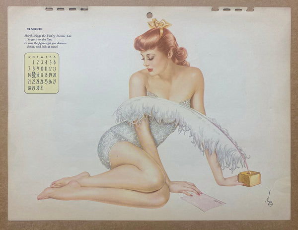 1943 Esquire Calendar Alberto Vargas Varga Pinup Girl All 12 Monthly Sheets Vintage