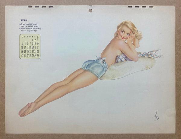 1943 Esquire Calendar Alberto Vargas Varga Pinup Girl All 12 Monthly Sheets Vintage