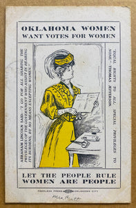 1910 Oklahoma Women Want Votes For Women Suffrage Postcard