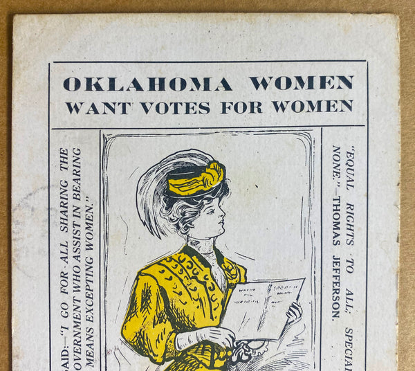 1910 Oklahoma Women Want Votes For Women Suffrage Postcard