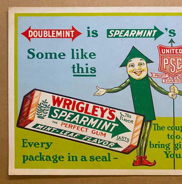 c.1915 Wrigley’s Spearmint Doublemint Chewing Gum Trolley Card Sign