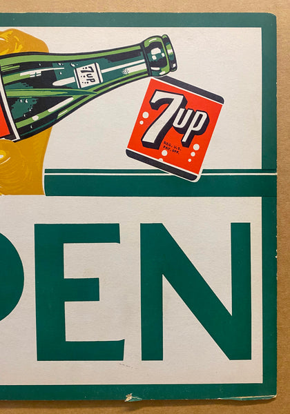 c.1940s 7Up Your Fresh Up Open Closed Doubled Sided Advertising Door Sign