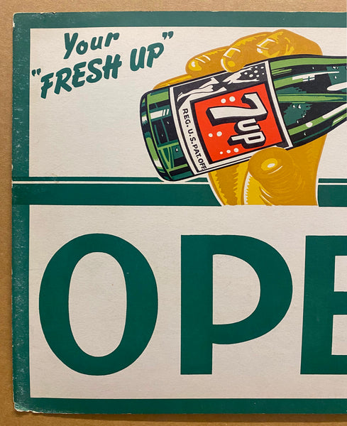 c.1940s 7Up Your Fresh Up Open Closed Doubled Sided Advertising Door Sign