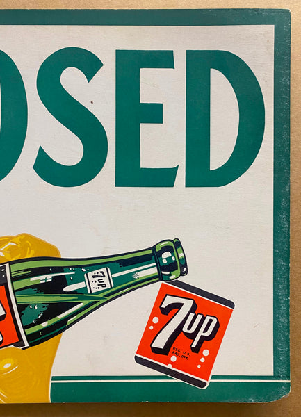 c.1940s 7Up Your Fresh Up Open Closed Doubled Sided Advertising Door Sign