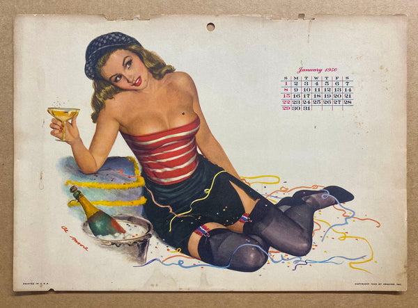 1950 Esquire Pinup Girl Calendar by Al Moore All 12 Monthly Sheets Vintage