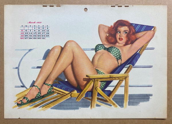 1950 Esquire Pinup Girl Calendar by Al Moore All 12 Monthly Sheets Vintage