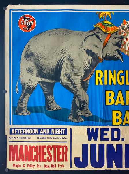 c.1950 Ringling Bros. and Barnum & Bailey Circus Elephant with Banner