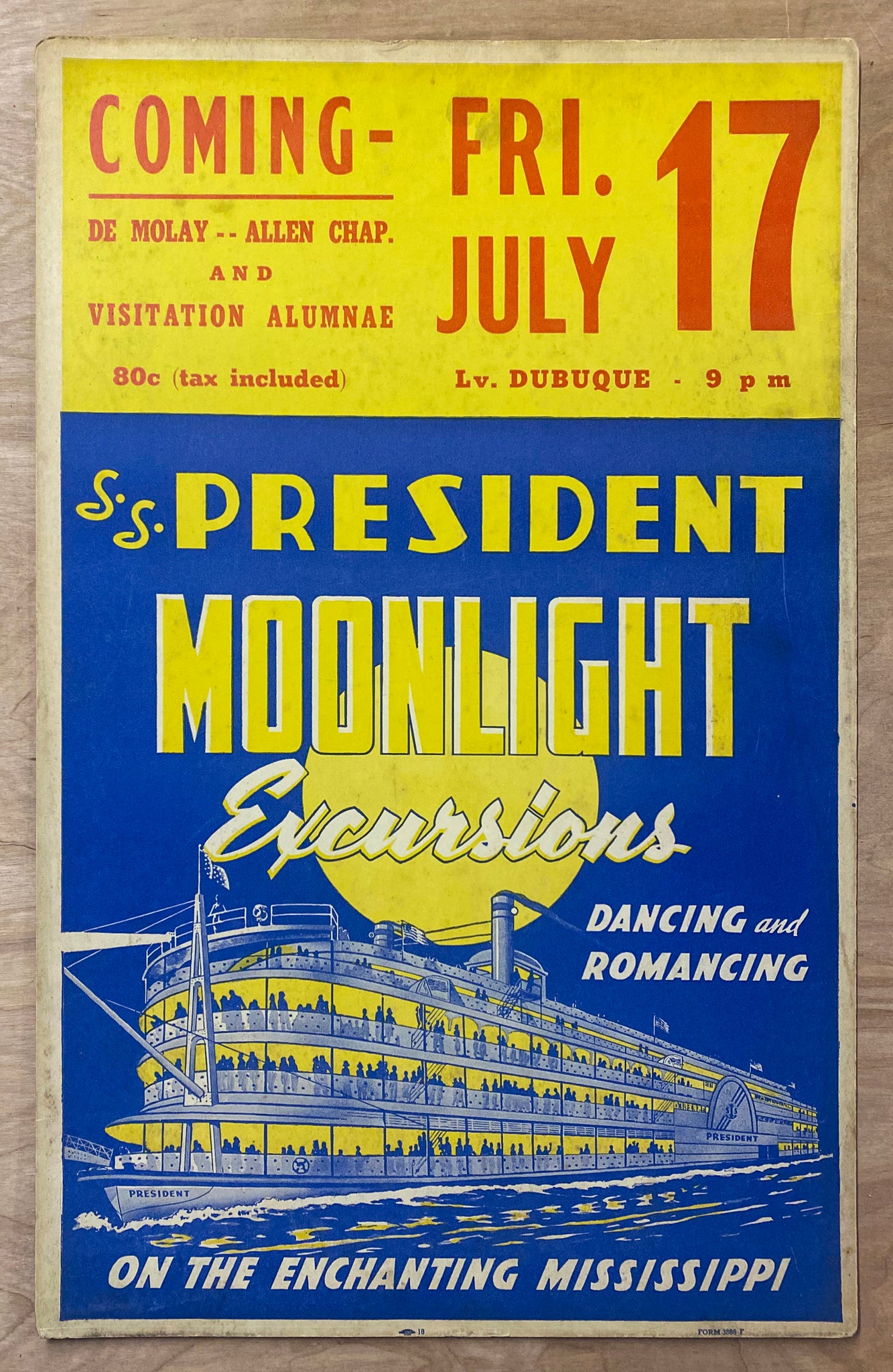 1936 SS President Mississippi River Steamboat Moonlight Excursions