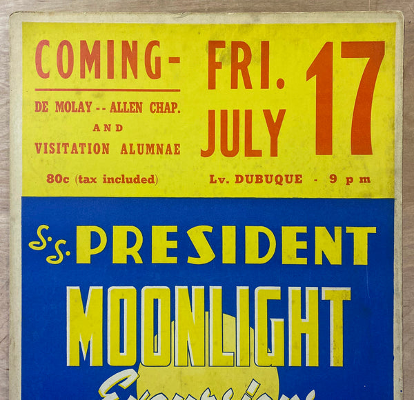 1936 SS President Mississippi River Steamboat Moonlight Excursions