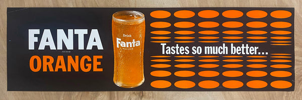 c.1962 Fanta Orange Tastes So Much Better Paper Sign Soda Vintage